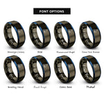 font options for inside engraving on gunmetal & blue sailing yacht rings