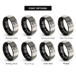 font options for inside engraving on black & gray sailor salute rings