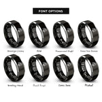 font options for inside engraving on black & grey sailor salute rings