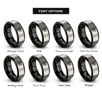 font options for inside engraving on black & grey saint michael scales rings