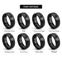 font options for inside engraving on black saint michael scales rings