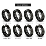 font options for inside engraving on black & gray sake bottle cup rings
