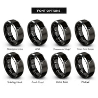 font options for inside engraving on black & gray sake bottle cup rings