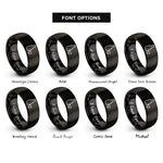 font options for inside engraving on black sake bottle cup rings