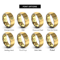 font options for inside engraving on gold & grey sakura blossom rings