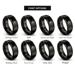 font options for inside engraving on black sakura blossom japan rings