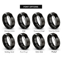 font options for inside engraving on black & grey sakura branch rings
