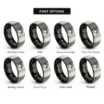 font options for inside engraving on black & gray salamander print rings