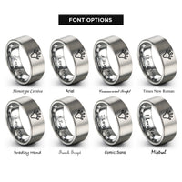 font options for inside engraving on gray salamander print rings