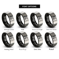 font options for inside engraving on black & grey salamander tail rings