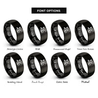 font options for inside engraving on black salamander tail rings