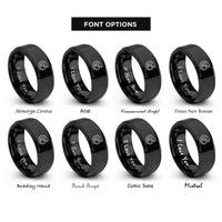 font options for inside engraving on black salamander tail rings