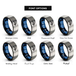 font options for inside engraving on black & blue & grey salmon fly rings