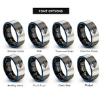 font options for inside engraving on black & blue & gray salmon fly rings