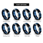 font options for inside engraving on blue & silver salmon fly rings