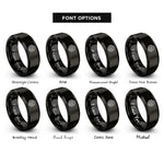 font options for inside engraving on black salmon knot rings