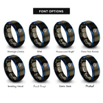 font options for inside engraving on gunmetal & blue salmon roe ikura rings