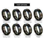 font options for inside engraving on gunmetal & blue salmon roe ikura rings