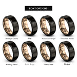 font options for inside engraving on black & rose gold salsa dancers rings