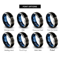 font options for inside engraving on black & blue & gray salt rings