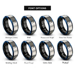 font options for inside engraving on black & blue & silver salt rings