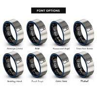 font options for inside engraving on black & blue & gray salt rings