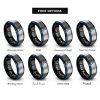font options for inside engraving on black & blue & gray salt rings