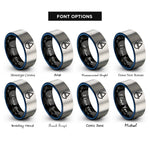 font options for inside engraving on black & blue & grey salt rings