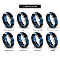 font options for inside engraving on blue & silver salt rings