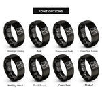font options for inside engraving on black salt pepper shakers rings