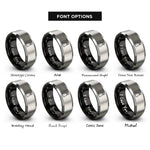 font options for inside engraving on black & gray salt shaker rings