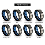 font options for inside engraving on black & blue & grey salt symbol rings