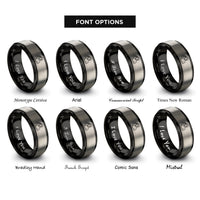 font options for inside engraving on black & silver salute silhouette rings