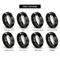 font options for inside engraving on black & gray salute silhouette rings