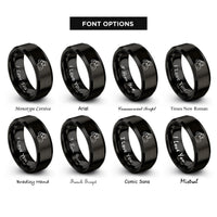 font options for inside engraving on black salute silhouette rings