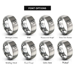 font options for inside engraving on gray salute silhouette rings