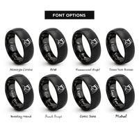 font options for inside engraving on black saluting silhouette rings