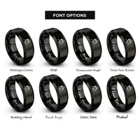 font options for inside engraving on black saluting silhouette rings