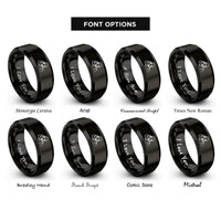font options for inside engraving on black saluting soldier rings