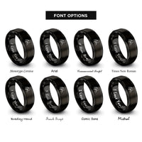 font options for inside engraving on black saluting soldier rings
