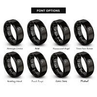 font options for inside engraving on black saluting soldier rings