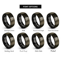 font options for inside engraving on gunmetal & black saluting soldier rings