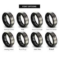 font options for inside engraving on black & grey saluting soldier silhouette rings