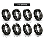 font options for inside engraving on black & grey saluting soldier silhouette rings