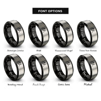 font options for inside engraving on black & grey saluting soldier silhouette rings