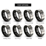 font options for inside engraving on black & silver saluting soldier silhouette rings
