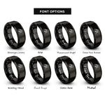 font options for inside engraving on black saluting soldier silhouette rings