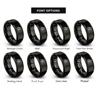 font options for inside engraving on black saluting soldier silhouette rings