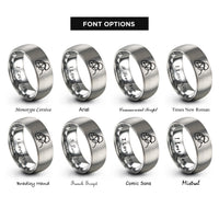 font options for inside engraving on gray saluting soldier silhouette rings