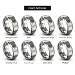 font options for inside engraving on silver saluting soldier silhouette rings